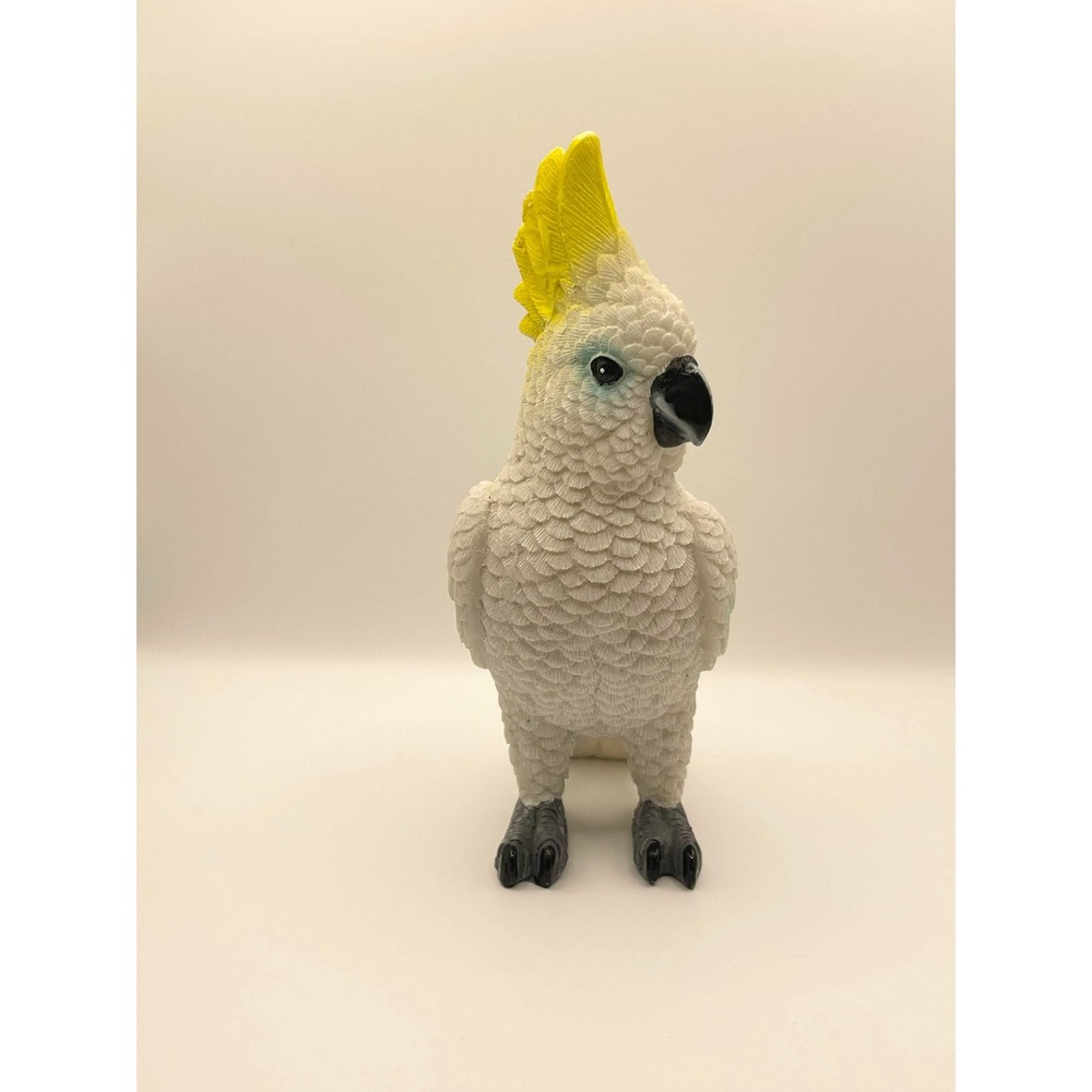 Sulphur Crested Cockatoo Figurine Resin Parrot‎ Statue Tropical Bird Decor